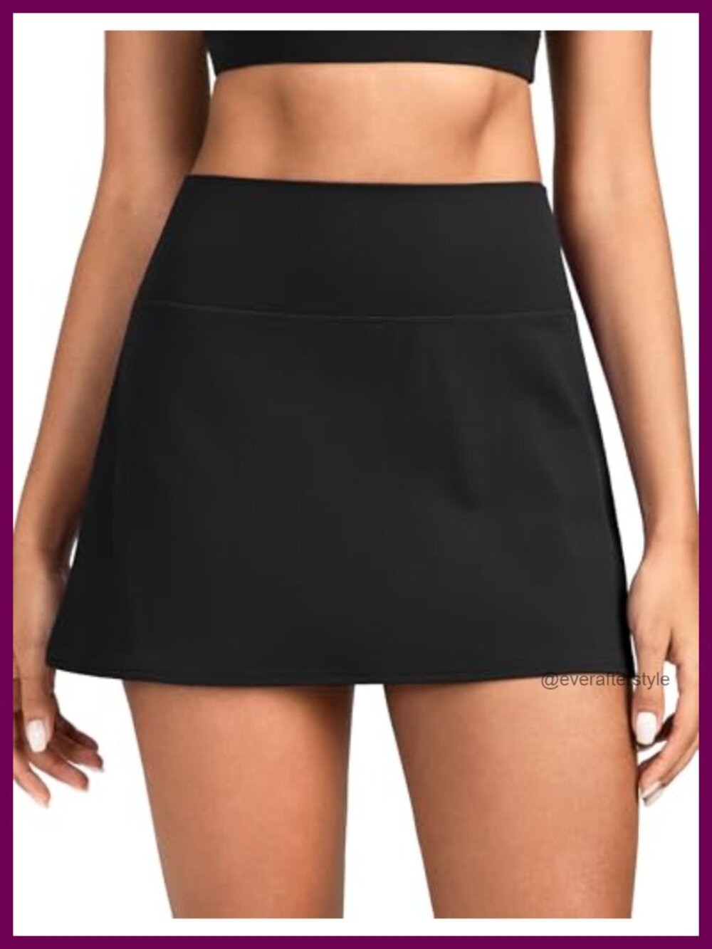 Lycra Tennis Skort with Built-in Shorts High Rise Active Skirt